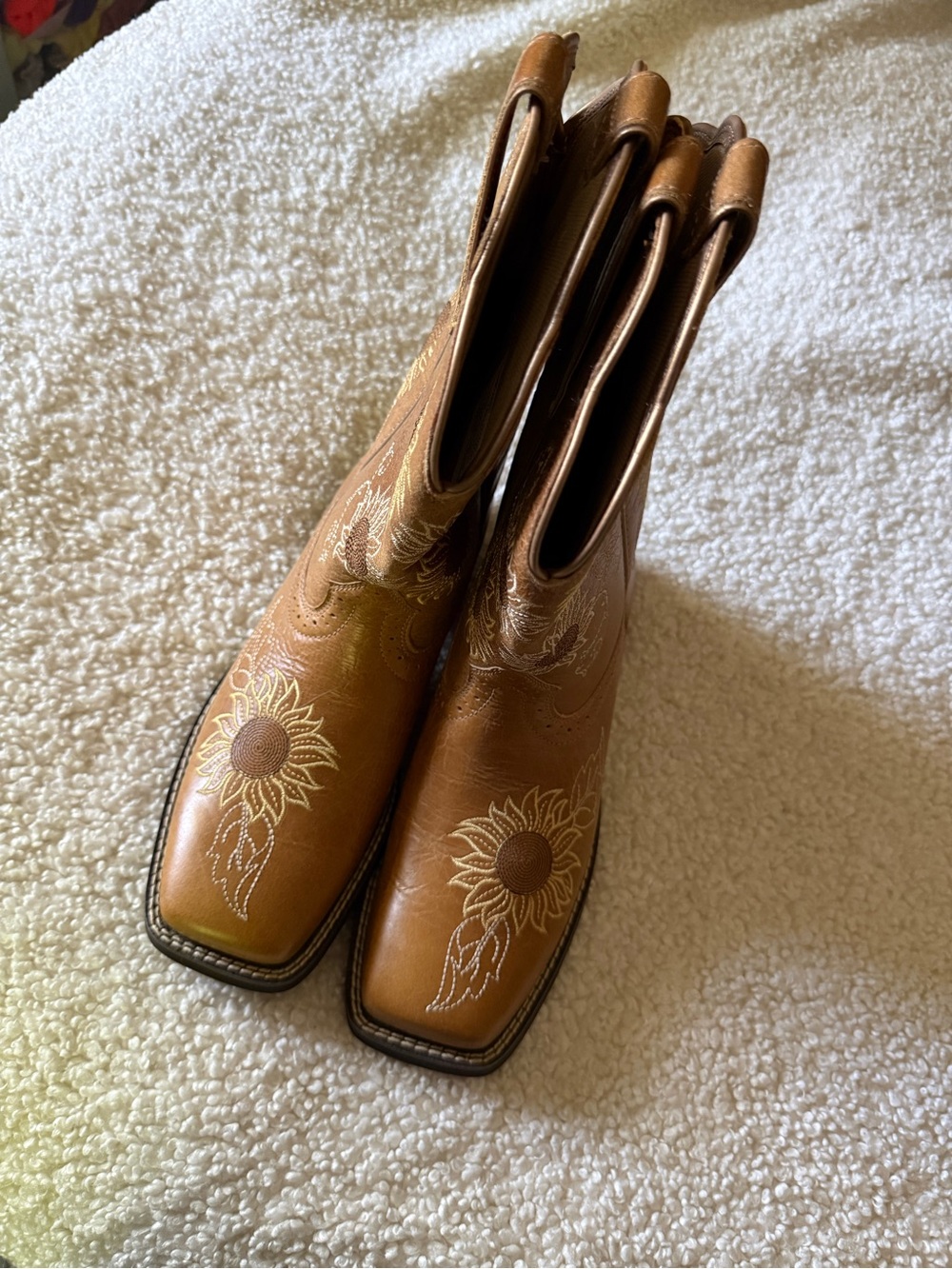 Ariat Tan Sunflower Embroidered Leather Western Boots